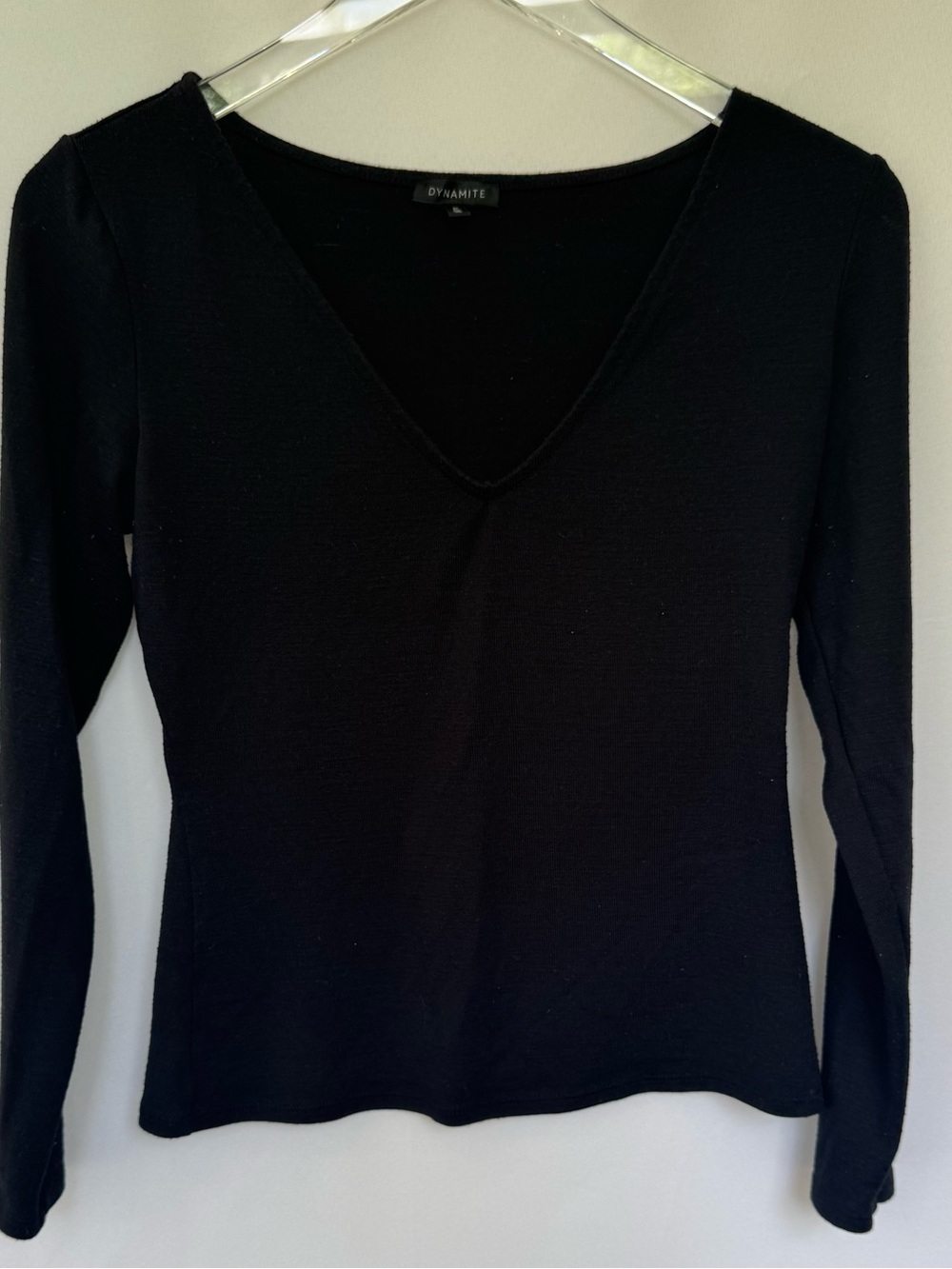 Dynamite Black V-Neck Long Sleeve Top